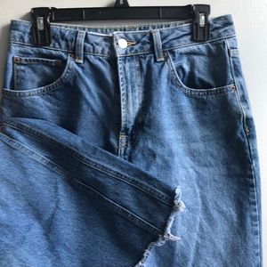 Topshop cropped wide leg denim jean